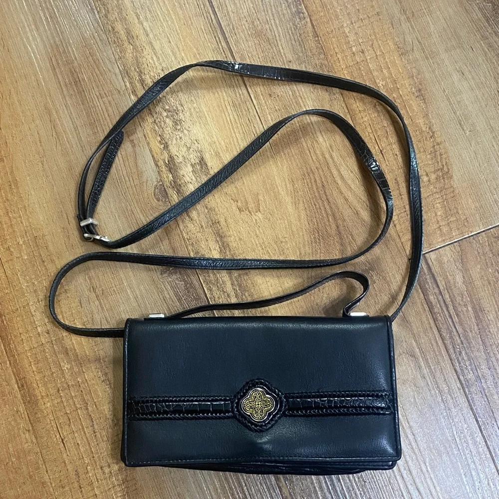 Brighton Black Leather crossbody purse wallet